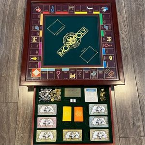 Franklin Mint Monopoly Collectors Edition Deluxe Board Game 1991 Glass Top 100%